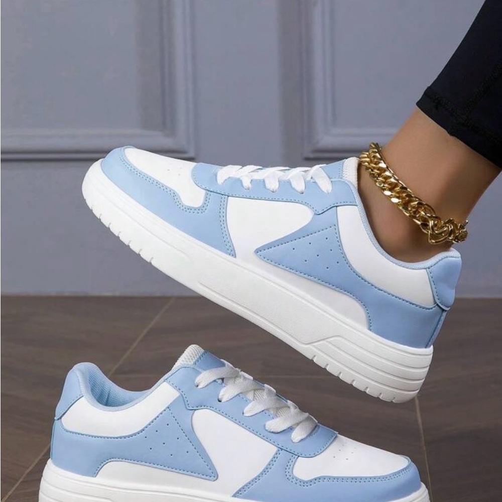 SHEIN Light Blue and White Sneakers
